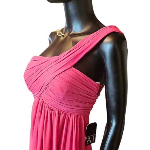 Watermelon Chiffon One Shoulder Party/Cocktail Dress NWOT - Bill Levkoff - Picture 2 of 7